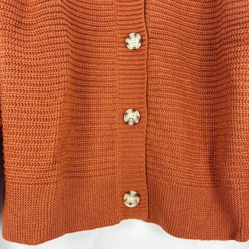 Kojooin Button Front Cardigan Women's Small Rust Knit Sweater‎ Casual Cozy Fall